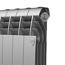 Секционный биметаллический радиатор отопления Royal Thermo BiLiner 500 Silver Satin вид логотипа