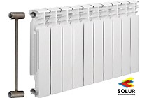 Биметаллический радиатор отопления Solur PRESTIGE 10 секций BMET10 белого цвета.