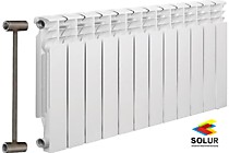 Биметаллический радиатор отопления Solur PRESTIGE 12 секций BMET12 белого цвета в Аквацентр Самара.