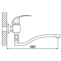 Смеситель для ванны OUTE T0523 с длинным изливом (35см) (картридж TP81 ⌀ 40мм)