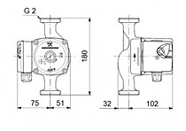 Насос циркуляционный GRUNDFOS UPS 32/60 180 мм размеры, чертёж